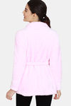 Zivame Fluffy Fur Knit Poly Wrap Top - Candy Pink — thumbnail 3